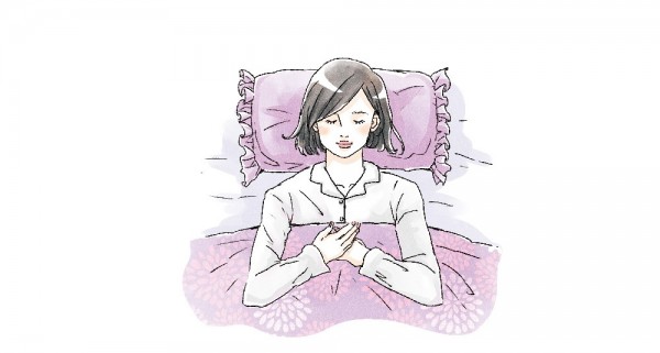 しっかりと睡眠をとる女性のイラスト